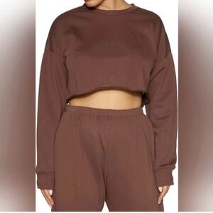 NAKED WARDROBE Cropped Raw Hem Sweatshirt